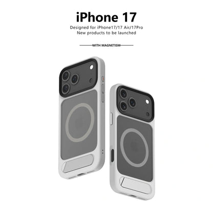 MagSafe Case for iPhone 17 Pro - Grey Matte Shockproof Cover with Hidden Kickstand