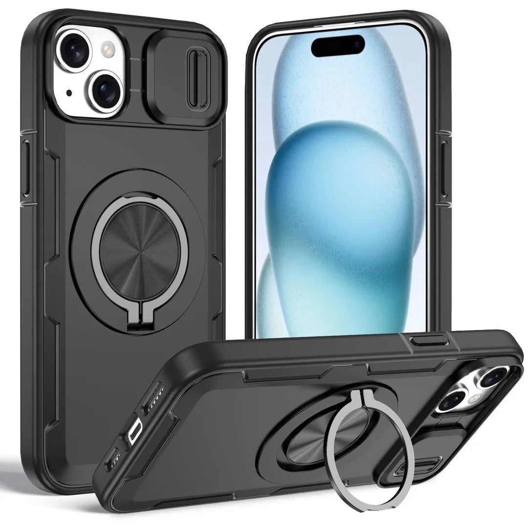 2-in-1 Magnetic Sliding Lens Case, Black for iPhone 15