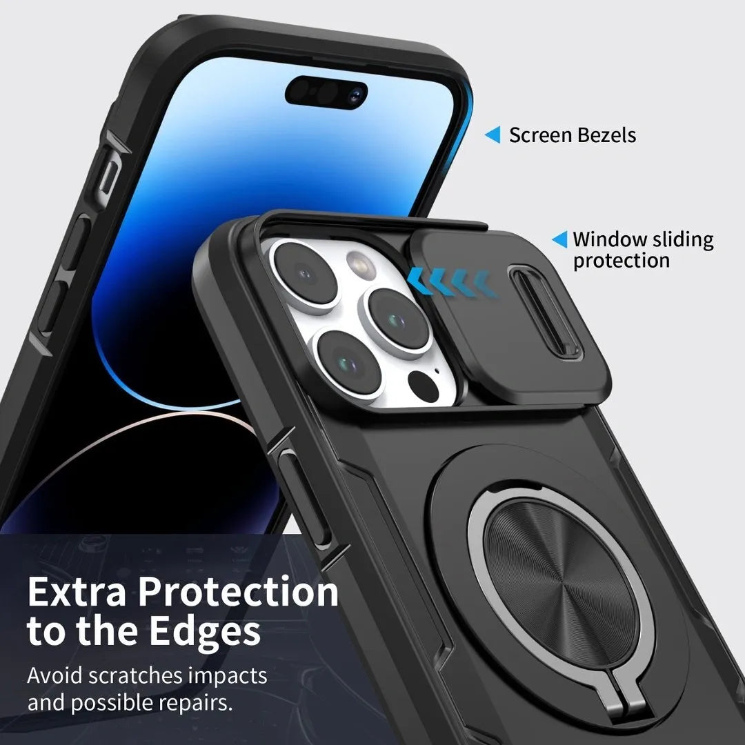 2-in-1 Magnetic Sliding Lens Case, Black for iPhone 15 Pro Max
