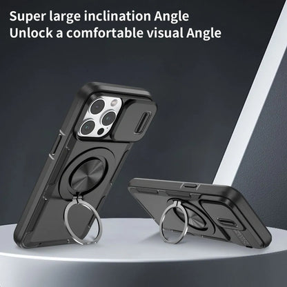 2-in-1 Magnetic Sliding Lens Case, Black for iPhone 15 Pro