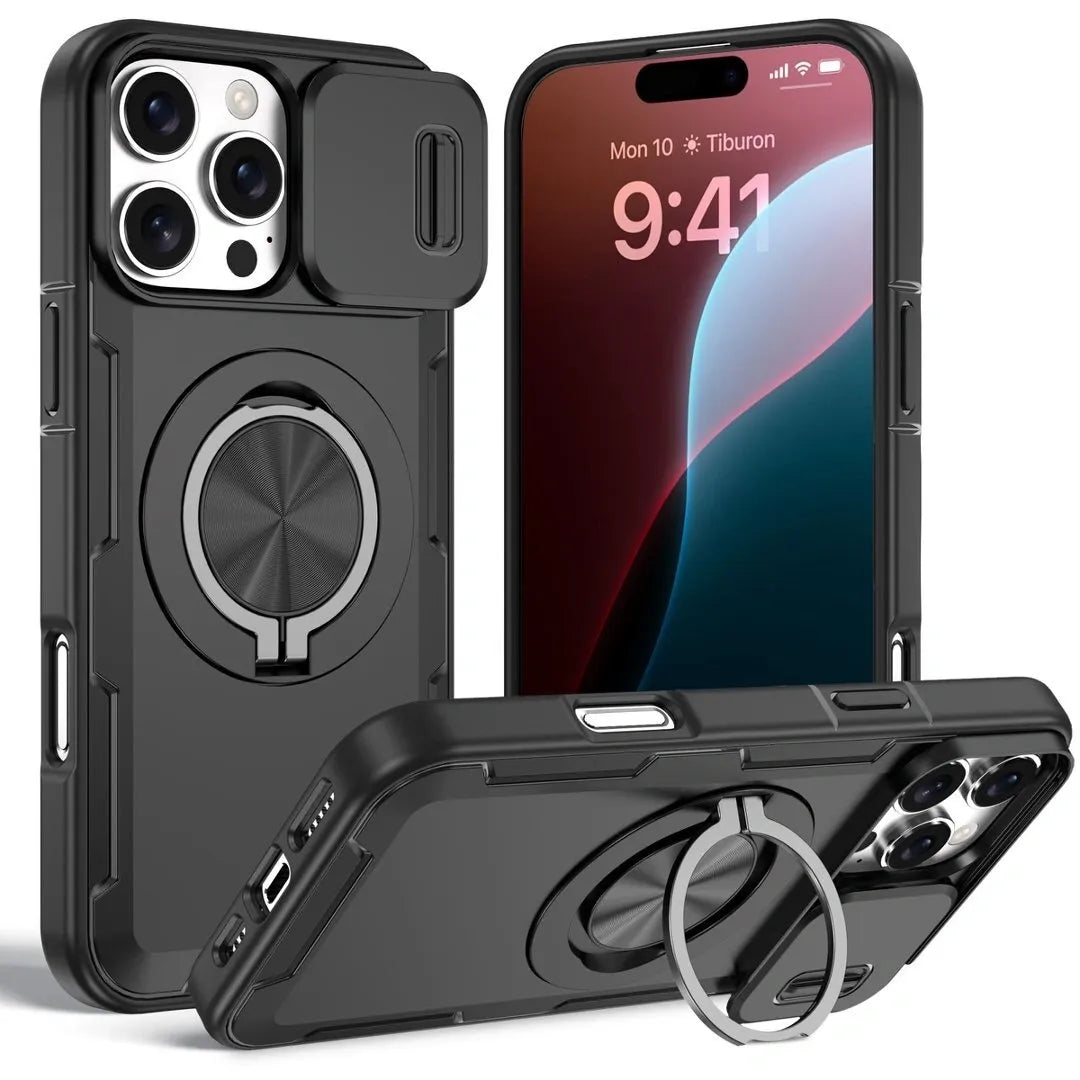 2-in-1 Magnetic Sliding Lens Case, Black for iPhone 16 Pro