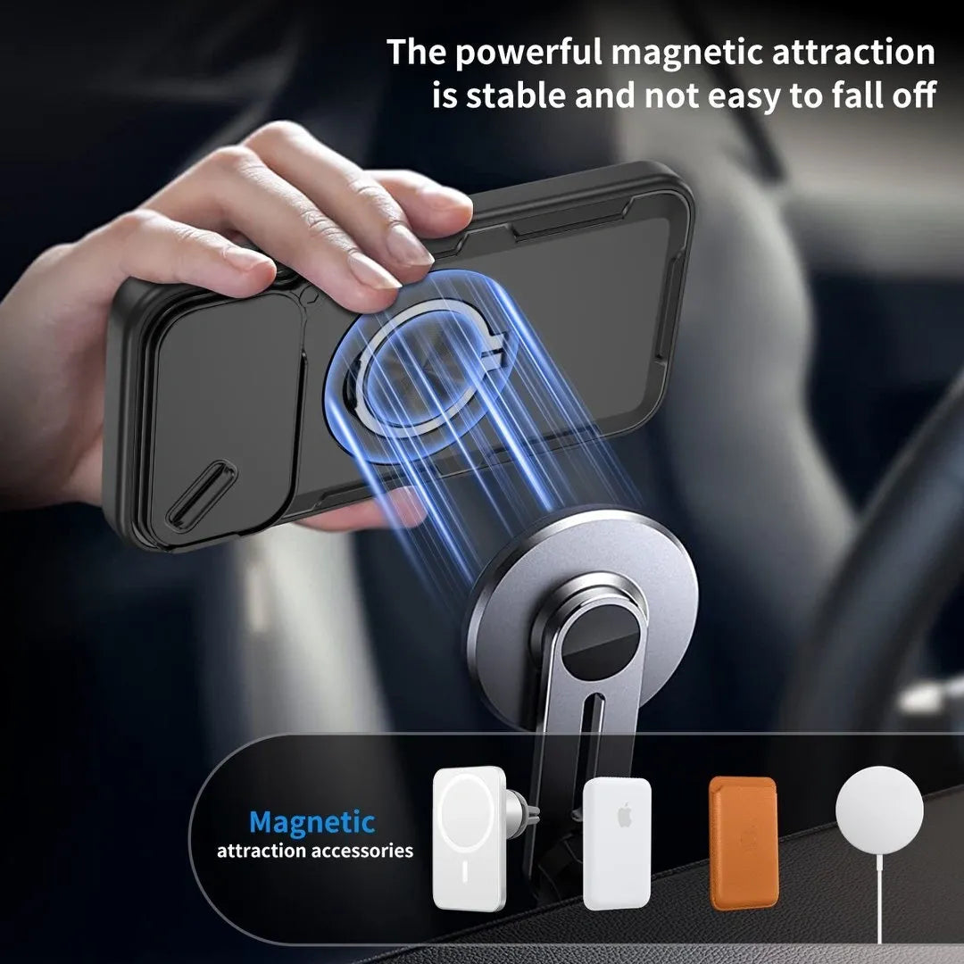 2-in-1 Magnetic Sliding Lens Case, Black for iPhone 17 Pro
