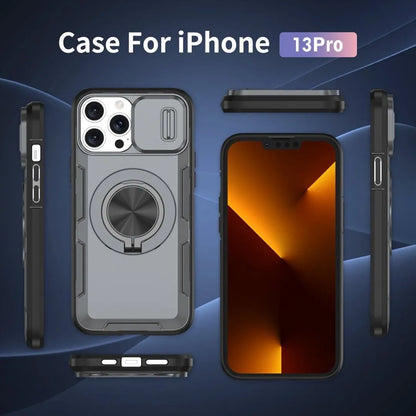 2-in-1 Magnetic Sliding Lens Case, Grey for iPhone 13 Pro