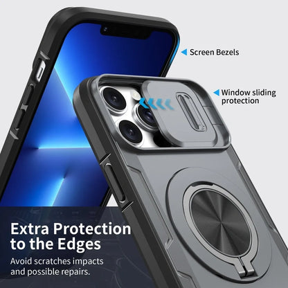 2-in-1 Magnetic Sliding Lens Case, Grey for iPhone 13 Pro