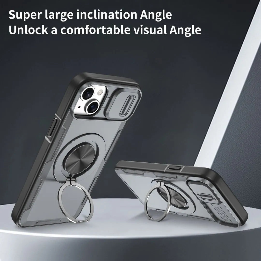 2-in-1 Magnetic Sliding Lens Case, Grey for iPhone 14 Plus