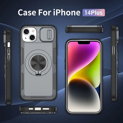 2-in-1 Magnetic Sliding Lens Case, Grey for iPhone 14 Plus