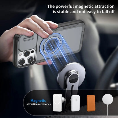 2-in-1 Magnetic Sliding Lens Case, Grey for iPhone 14 Pro