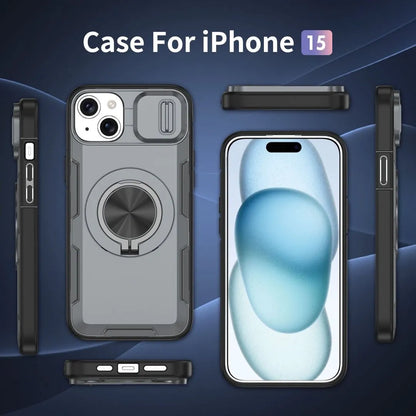 2-in-1 Magnetic Sliding Lens Case, Grey for iPhone 15