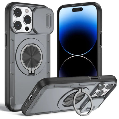 2-in-1 Magnetic Sliding Lens Case, Grey for iPhone 15 Pro Max