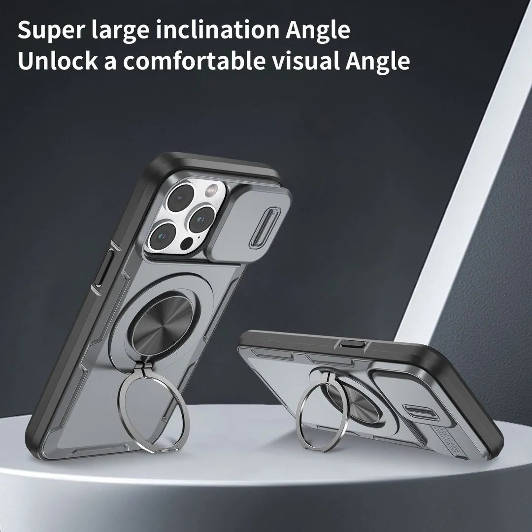 2-in-1 Magnetic Sliding Lens Case, Grey for iPhone 15 Pro Max