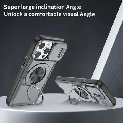 2-in-1 Magnetic Sliding Lens Case, Grey for iPhone 15 Pro Max