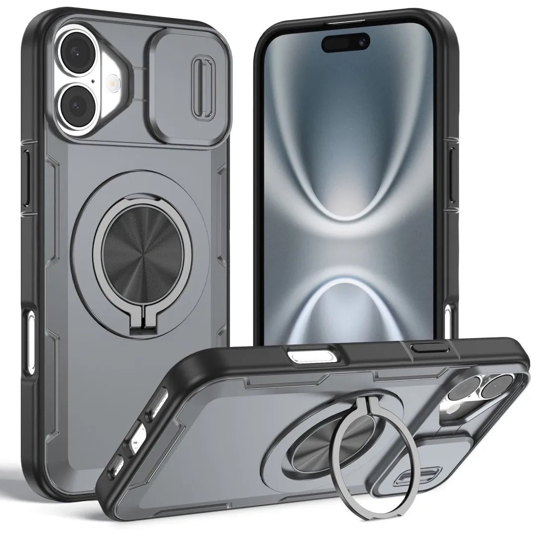 2-in-1 Magnetic Sliding Lens Case, Grey for iPhone 16 Plus