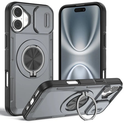2-in-1 Magnetic Sliding Lens Case, Grey for iPhone 16 Plus