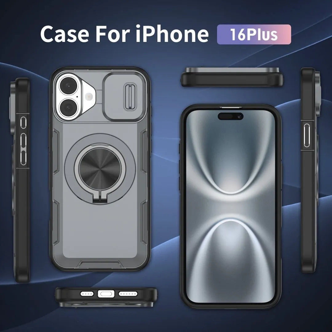2-in-1 Magnetic Sliding Lens Case, Grey for iPhone 16 Plus