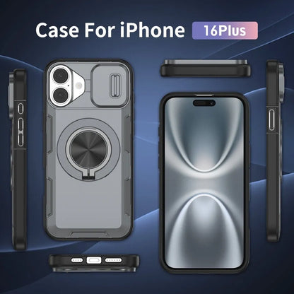 2-in-1 Magnetic Sliding Lens Case, Grey for iPhone 16 Plus