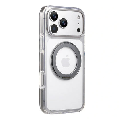 Clear MagSafe iPhone 17 Pro Case with 360° Rotating Ring Stand - Grey Edition