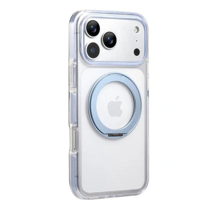Clear MagSafe iPhone 17 Pro Case with 360° Rotating Ring Stand - Sky Blue Edition
