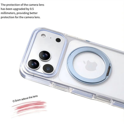 Clear MagSafe iPhone 17 Pro Case with 360° Rotating Ring Stand - Sky Blue Edition
