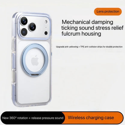 Clear MagSafe iPhone 17 Pro Case with 360° Rotating Ring Stand - Sky Blue Edition
