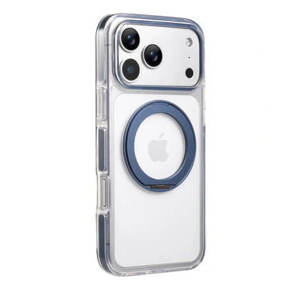 Clear MagSafe iPhone 17 Pro Case with 360° Rotating Ring Stand - Blue Edition
