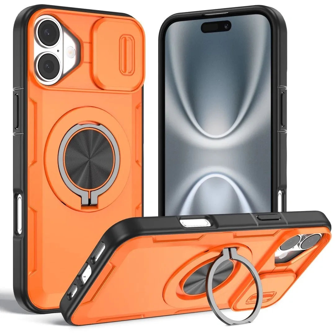 2-in-1 Magnetic Sliding Lens Case, Orange for iPhone 17
