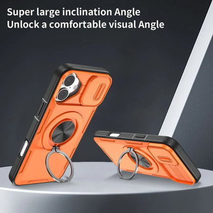 2-in-1 Magnetic Sliding Lens Case, Orange for iPhone 17