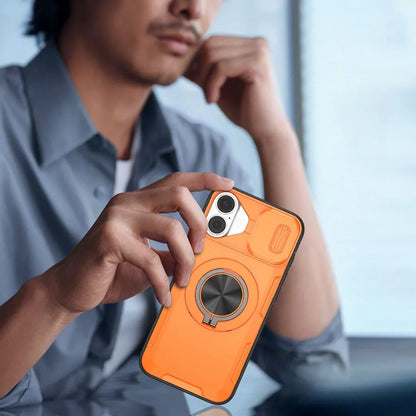 2-in-1 Magnetic Sliding Lens Case, Orange for iPhone 17