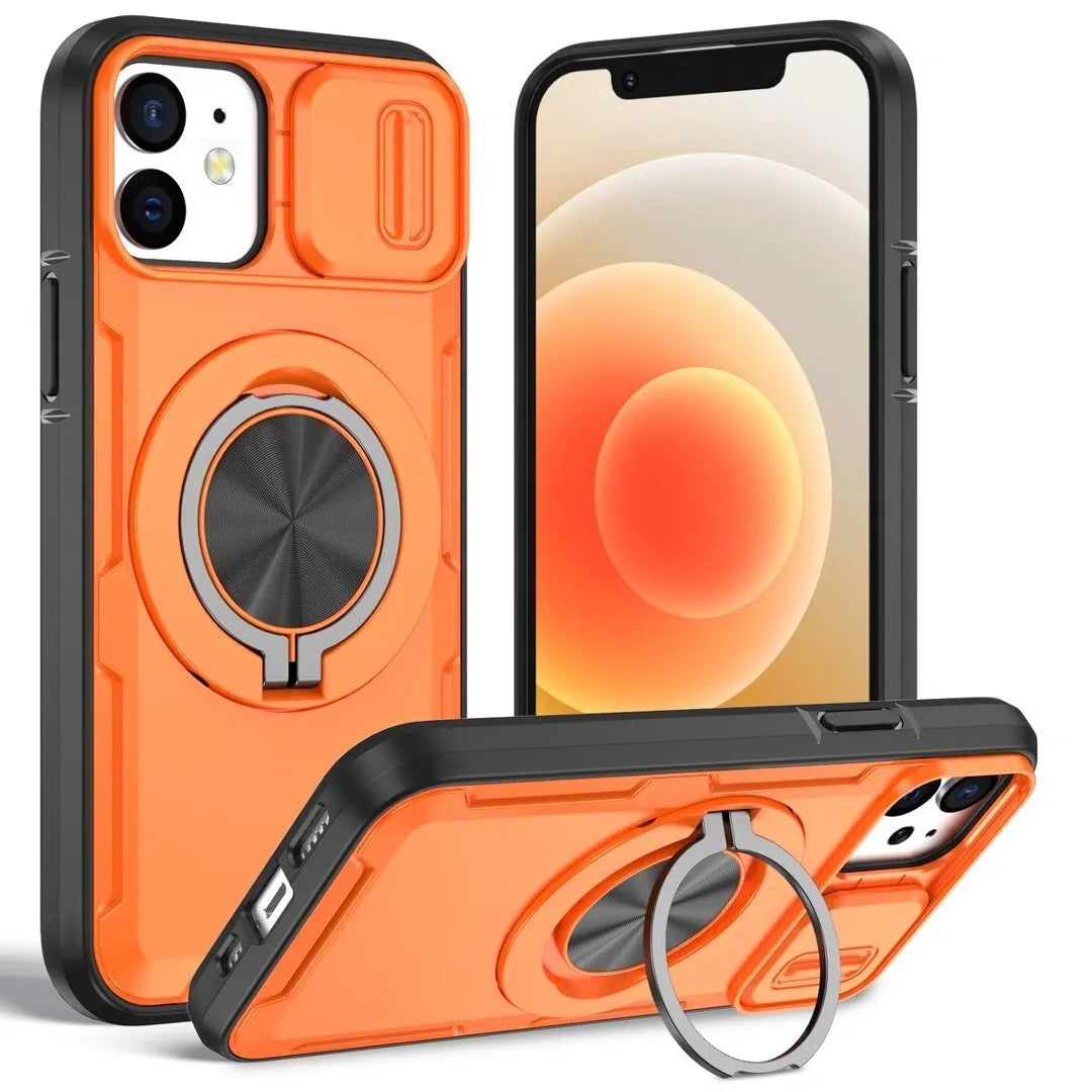 2-in-1 Magnetic Sliding Lens Case, Orange for iPhone 12