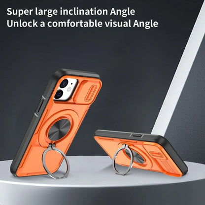 2-in-1 Magnetic Sliding Lens Case, Orange for iPhone 12