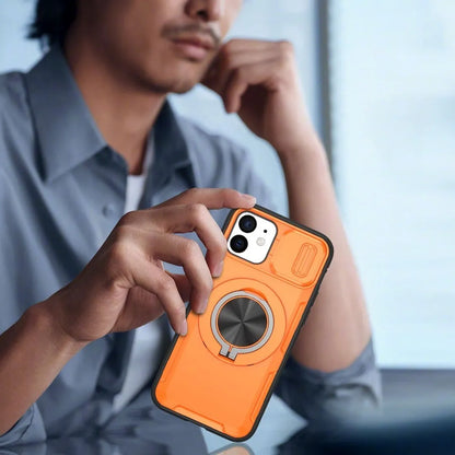 2-in-1 Magnetic Sliding Lens Case, Orange for iPhone 12