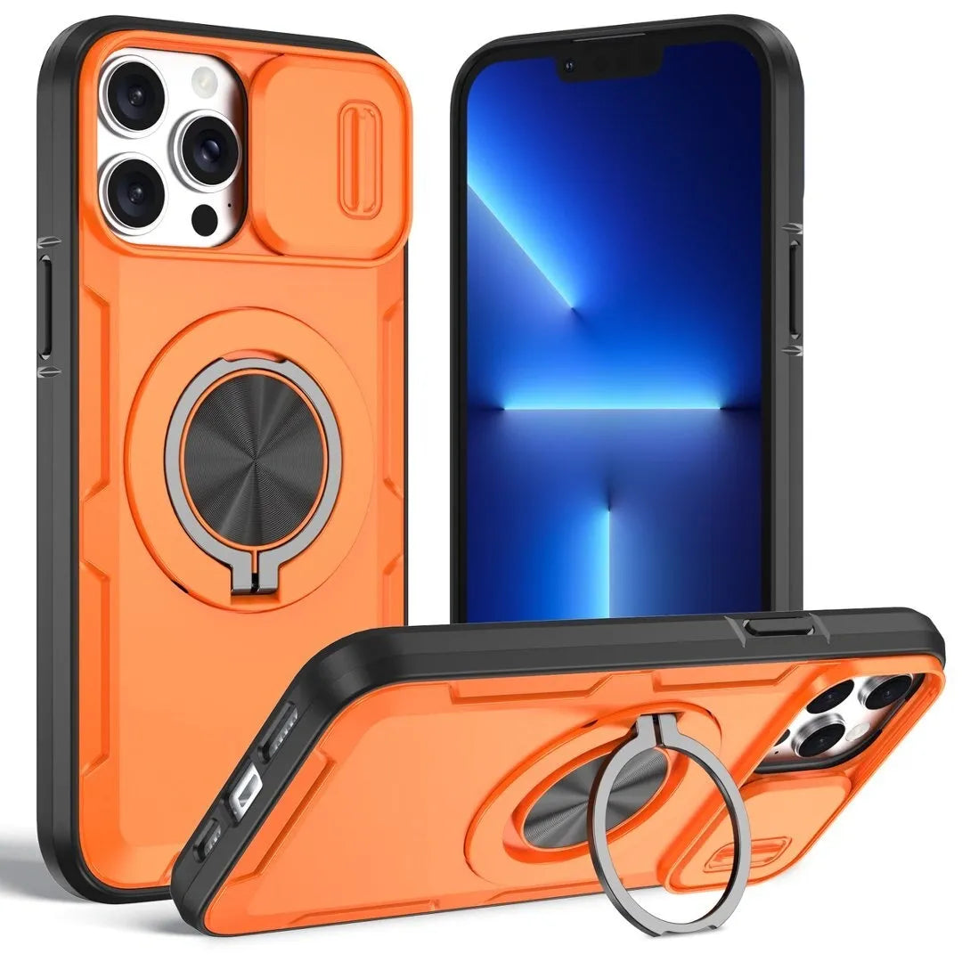 2-in-1 Magnetic Sliding Lens Case, Orange for iPhone 12 Pro Max