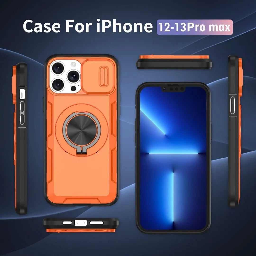 2-in-1 Magnetic Sliding Lens Case, Orange for iPhone 12 Pro Max