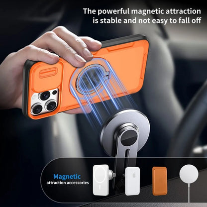 2-in-1 Magnetic Sliding Lens Case, Orange for iPhone 13