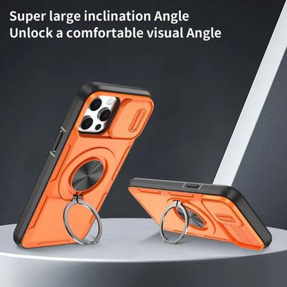 2-in-1 Magnetic Sliding Lens Case, Orange for iPhone 13 Pro