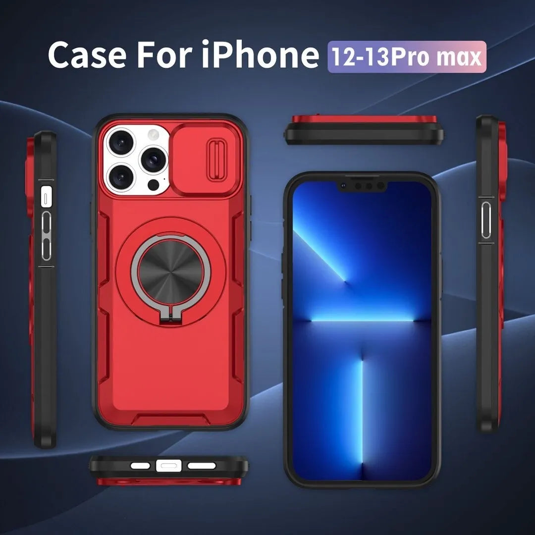 2-in-1 Magnetic Sliding Lens Case, Red for iPhone 12 Pro Max
