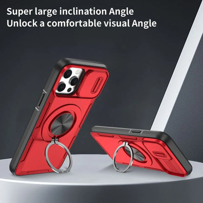 2-in-1 Magnetic Sliding Lens Case, Red for iPhone 13 Pro