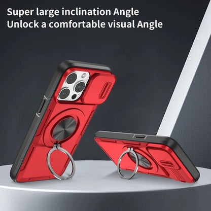 2-in-1 Magnetic Sliding Lens Case, Red for iPhone 15 Pro Max