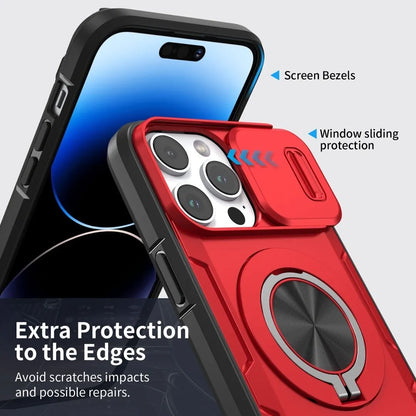 2-in-1 Magnetic Sliding Lens Case, Red for iPhone 15 Pro