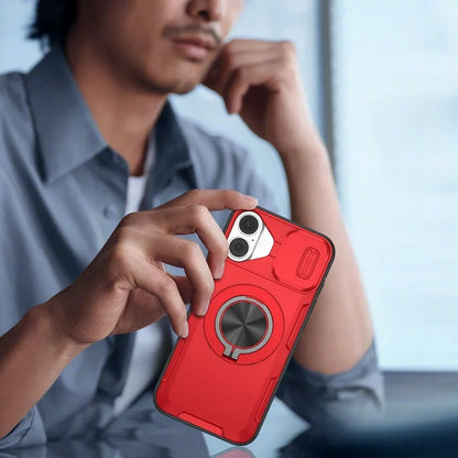 2-in-1 Magnetic Sliding Lens Case, Red for iPhone 16