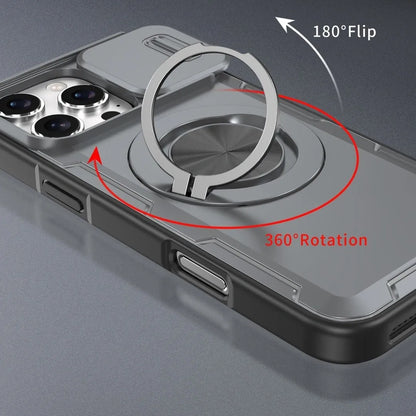 2-in-1 Magnetic Sliding Lens Case, Grey for iPhone 16 Pro Max