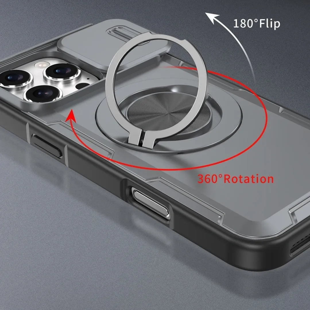 2-in-1 Magnetic Sliding Lens Case, Grey for iPhone 16 Pro