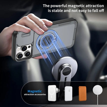 2-in-1 Magnetic Sliding Lens Case, Grey for iPhone 16 Pro
