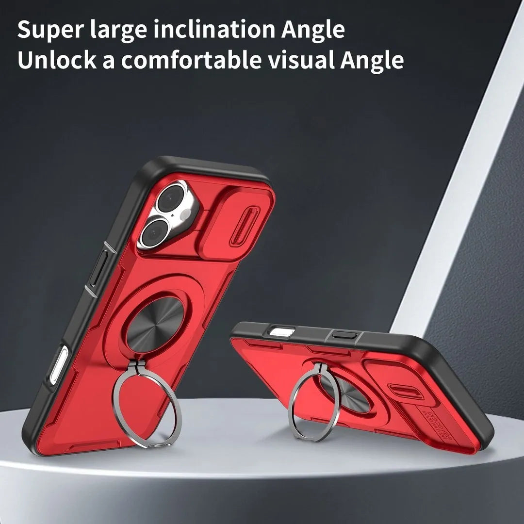 2-in-1 Magnetic Sliding Lens Case, Red for iPhone 17