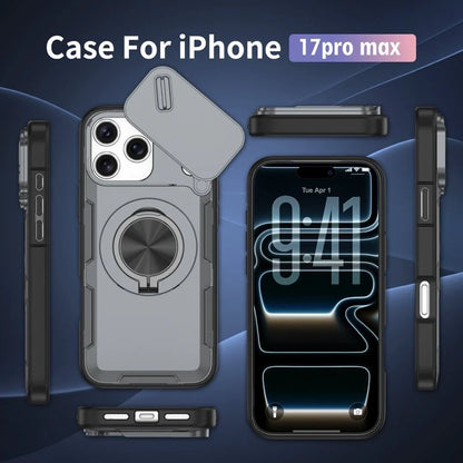 2-in-1 Magnetic Sliding Lens Case, Grey for iPhone 17 Pro Max