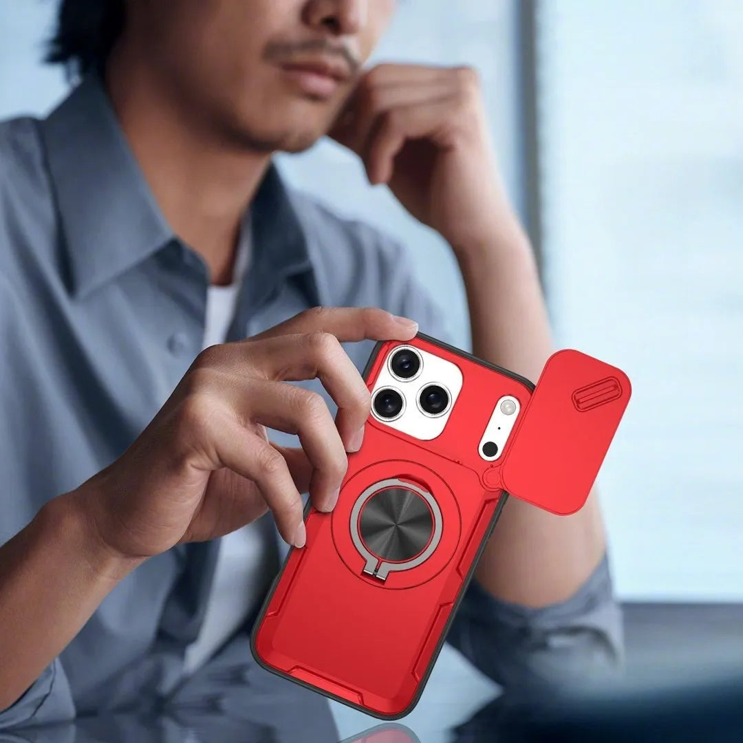 2-in-1 Magnetic Sliding Lens Case, Red for iPhone 17 Pro Max