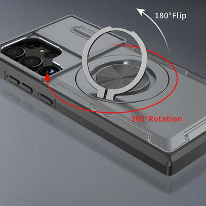 2-in-1 Magnetic Sliding Lens Case, Grey for Samsung S23Ultra