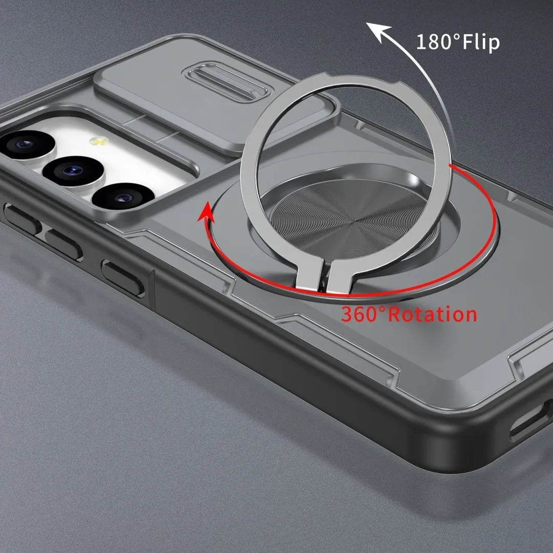 2-in-1 Magnetic Sliding Lens Case, Grey for Samsung S24