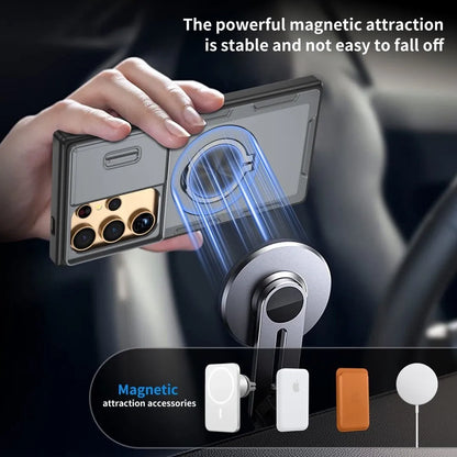 2-in-1 Magnetic Sliding Lens Case, Grey for Samsung S24Ultra