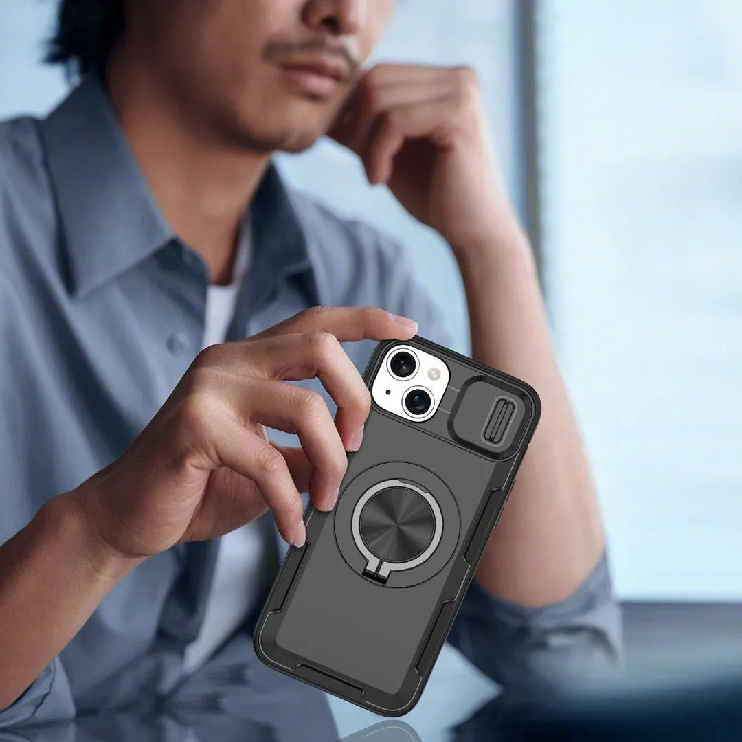 2-in-1 Magnetic Sliding Lens Case, Black for iPhone 14 Plus