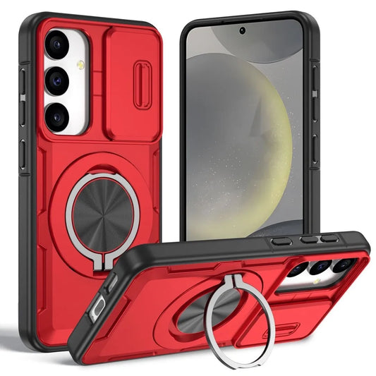 2-in-1 Magnetic Sliding Lens Case, Red for Samsung S24